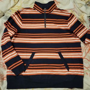 Merona Men's XL Quarter-Zip Shirt 100% Cotton Orange & Blue ~ Unisex FINAL PRICE